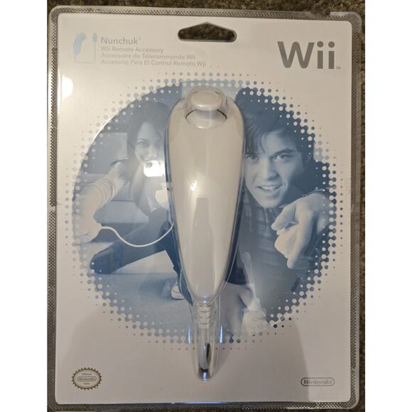 Nintendo Wii OEM Wired Nunchuk Controller - White Blister Pack New Sealed - Picture 1 of 1